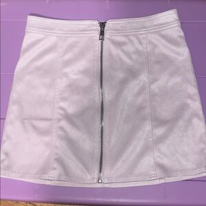 Cream front zip skirt